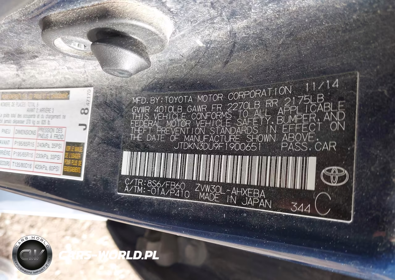 2015 Toyota Prius Two VIN:JTDKN3DU9F1900651 - 9