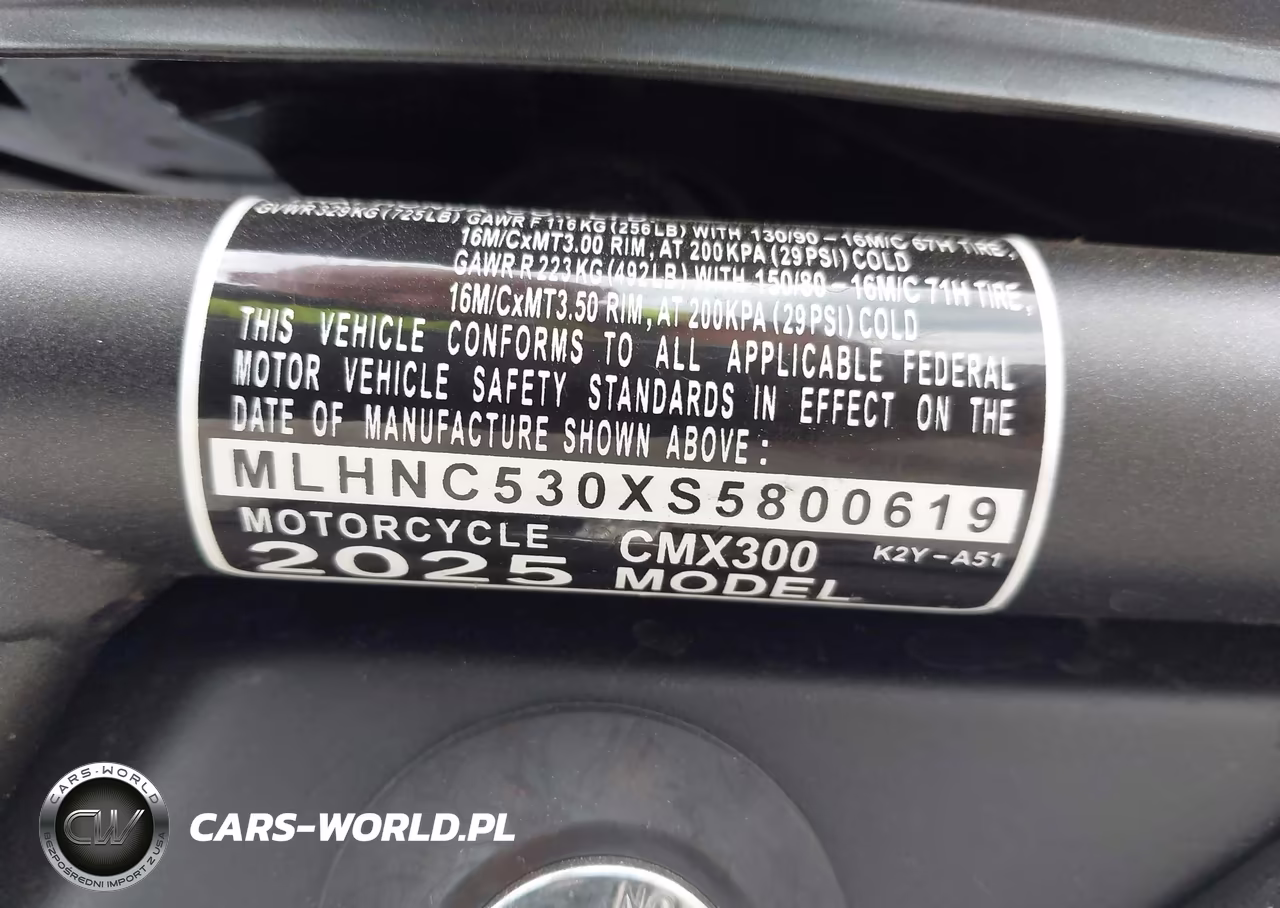2025 Honda Cmx300 VIN:MLHNC530XS5800619 - 10