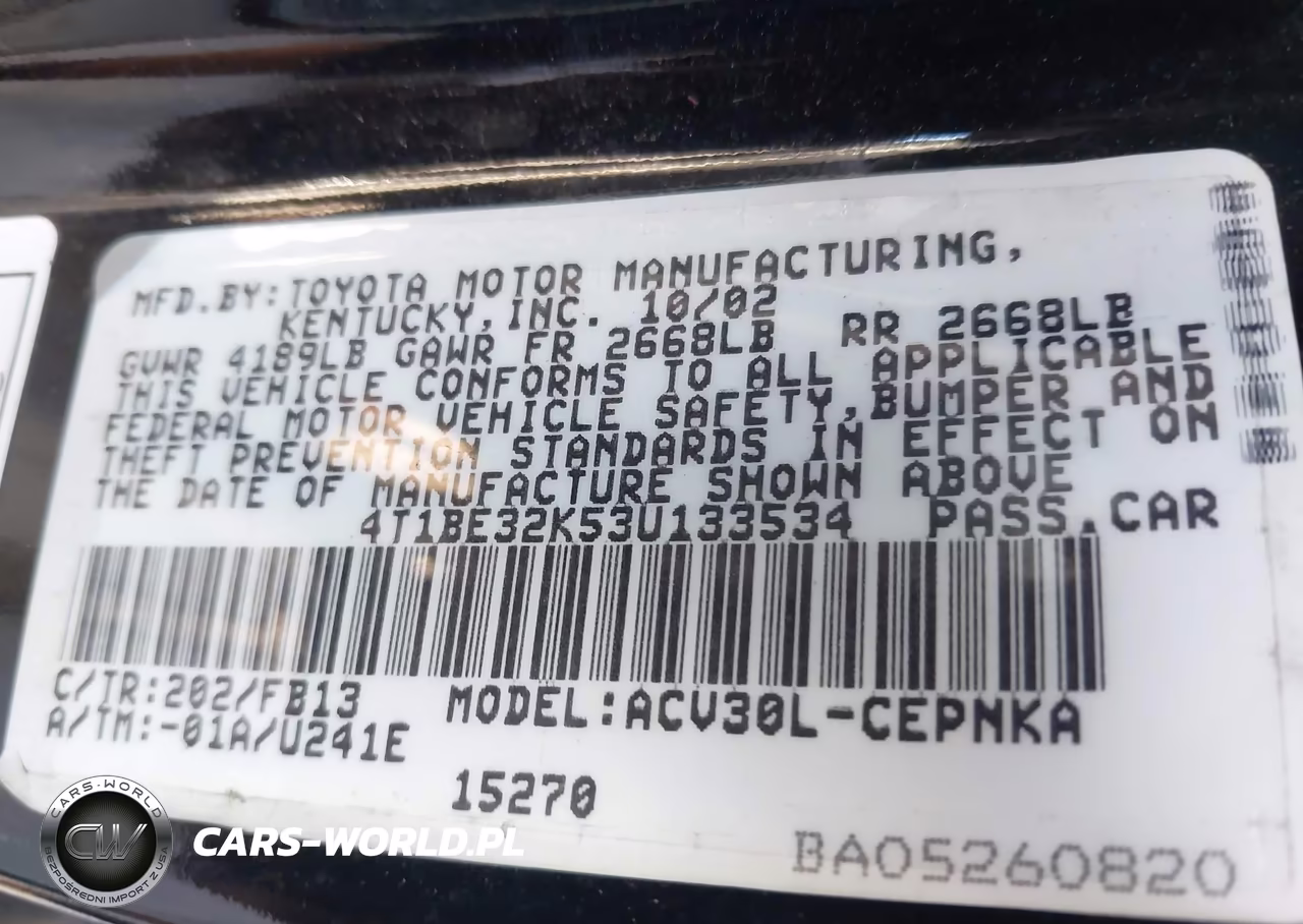 2003 Toyota Camry Le VIN:4T1BE32K53U133534 - 9