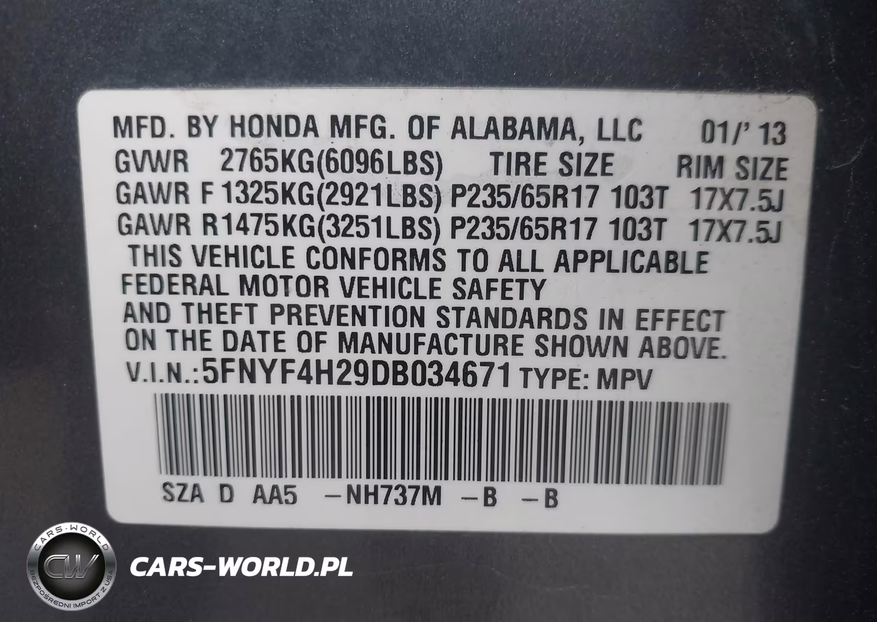 2013 Honda Pilot Lx VIN:5FNYF4H29DB034671 - 9