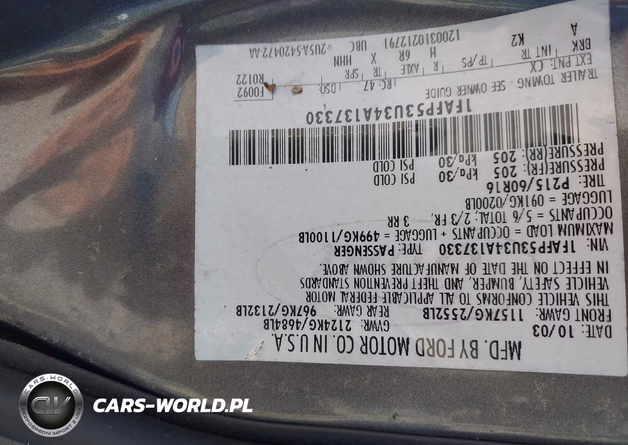 2004 Ford Taurus Se VIN:1FAFP53U34A137330 - 9