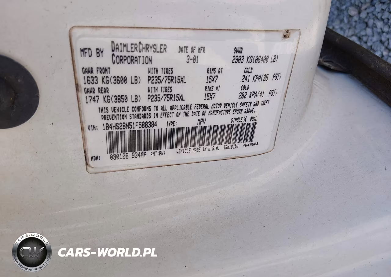 2001 Dodge Durango VIN:1B4HS28N51F588384 - 9