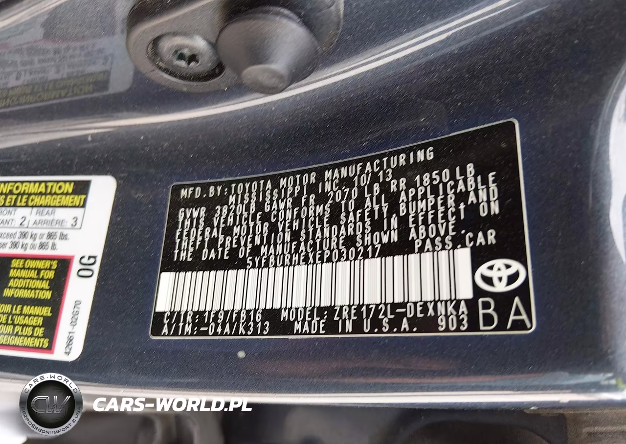 2014 Toyota Corolla Le Plus VIN:5YFBURHEXEP030217 - 9