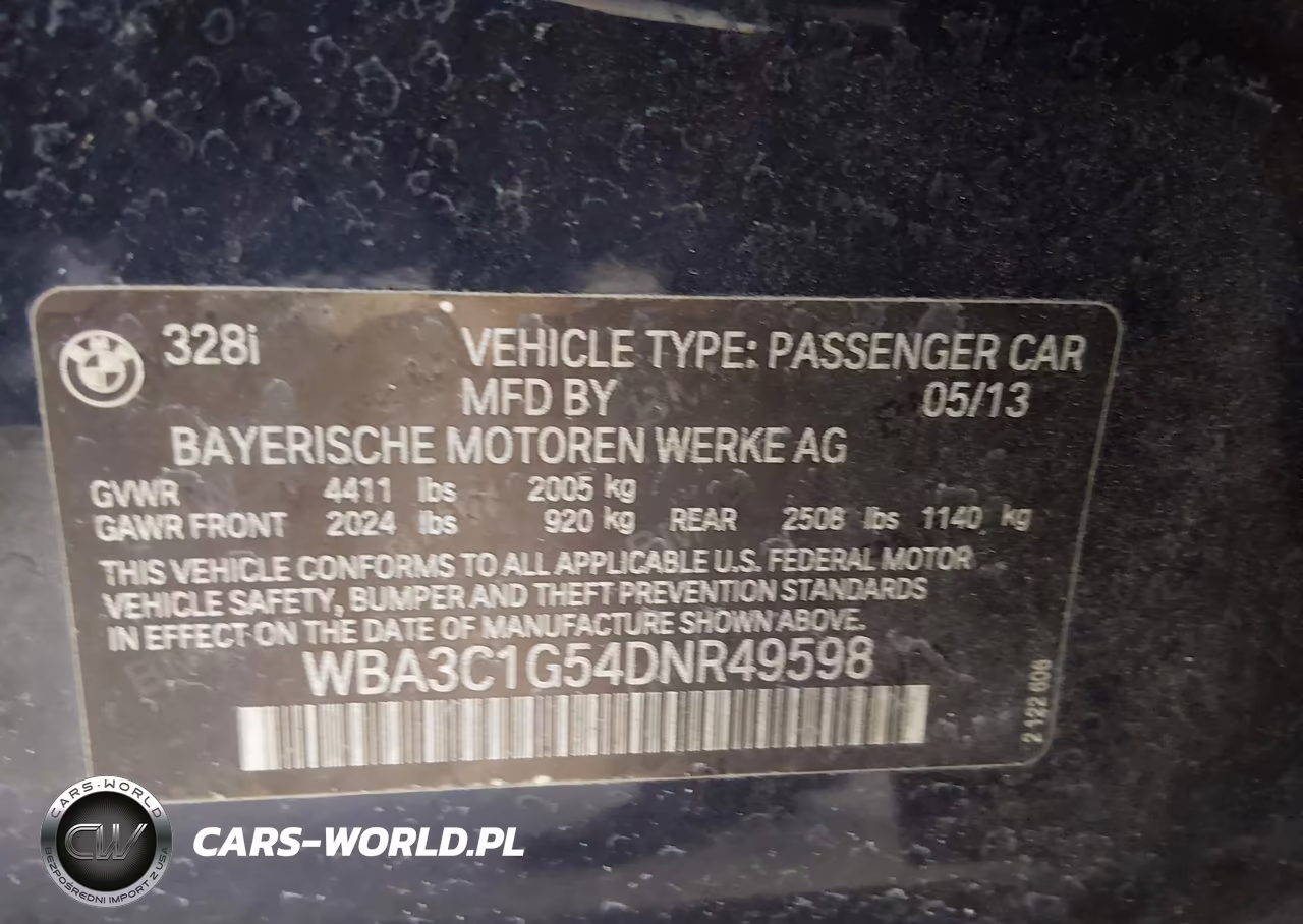 2013 BMW 328I VIN:WBA3C1G54DNR49598 - 9