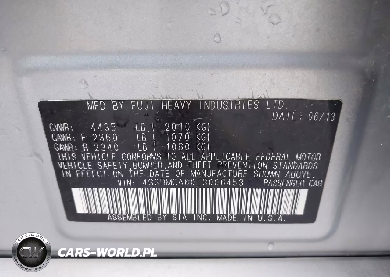 2014 Subaru Legacy 2.5I VIN:4S3BMCA60E3006453 - 9