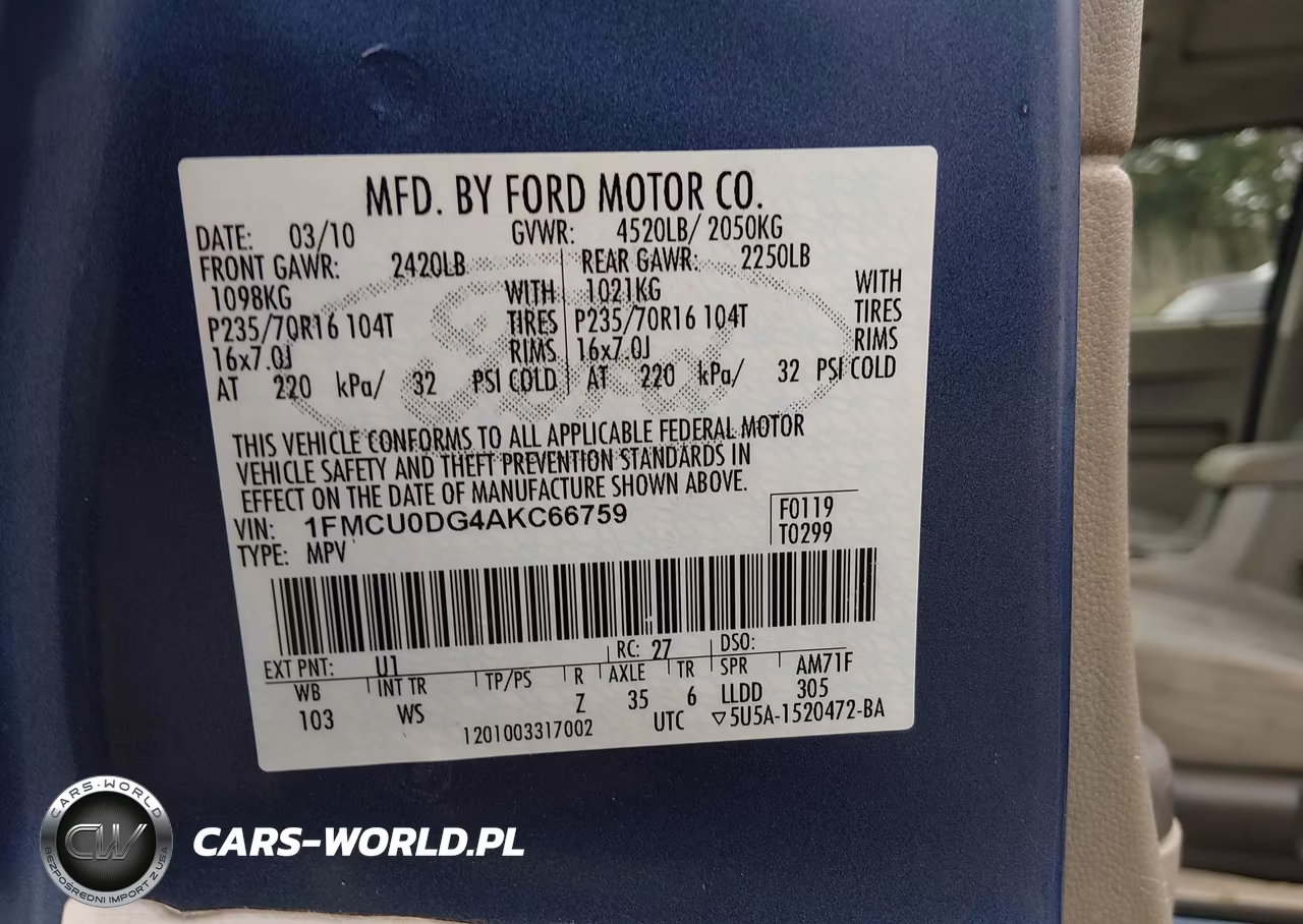 2010 Ford Escape Xlt VIN:1FMCU0DG4AKC66759 - 9