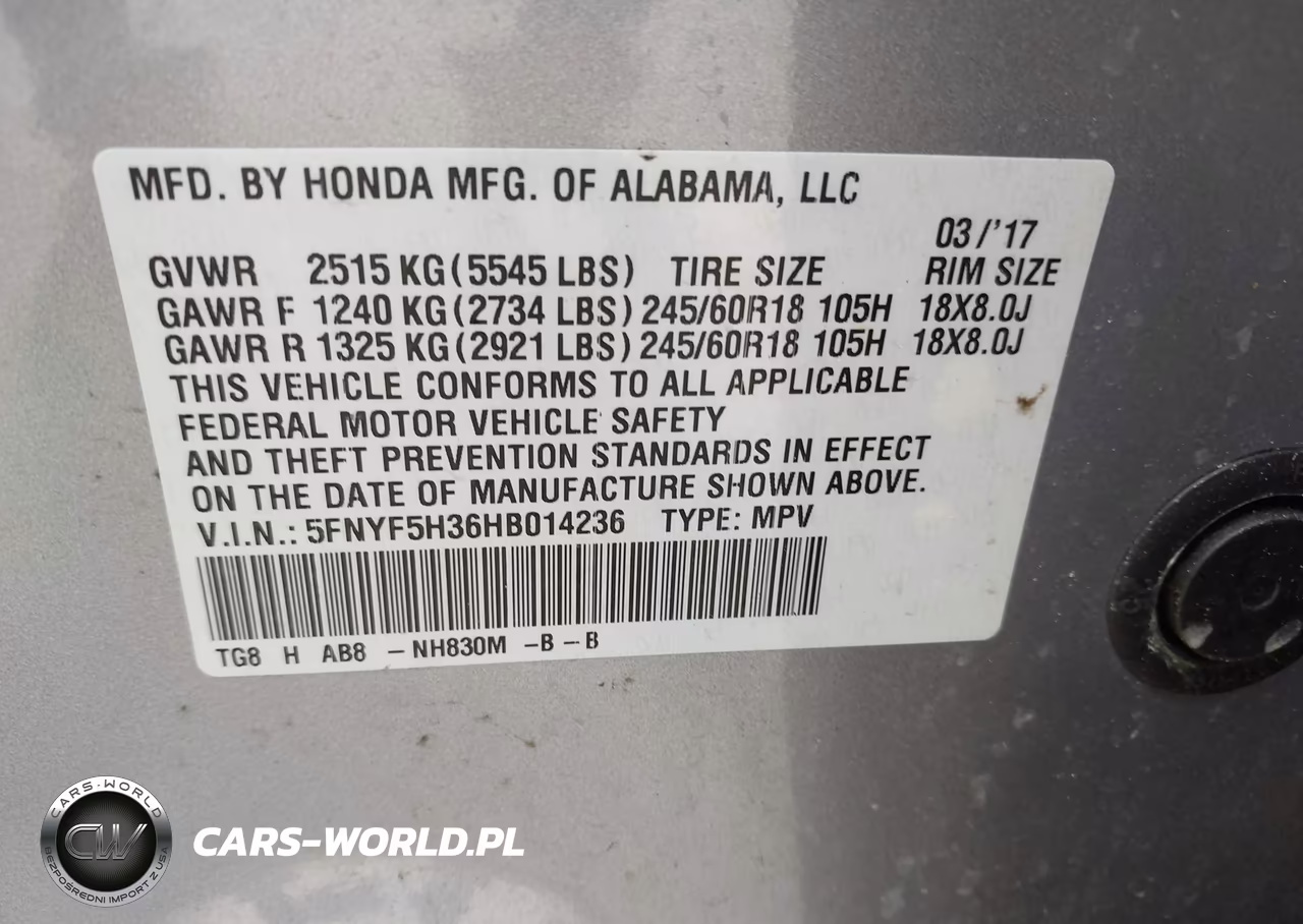 2017 Honda Pilot Ex VIN:5FNYF5H36HB014236 - 9