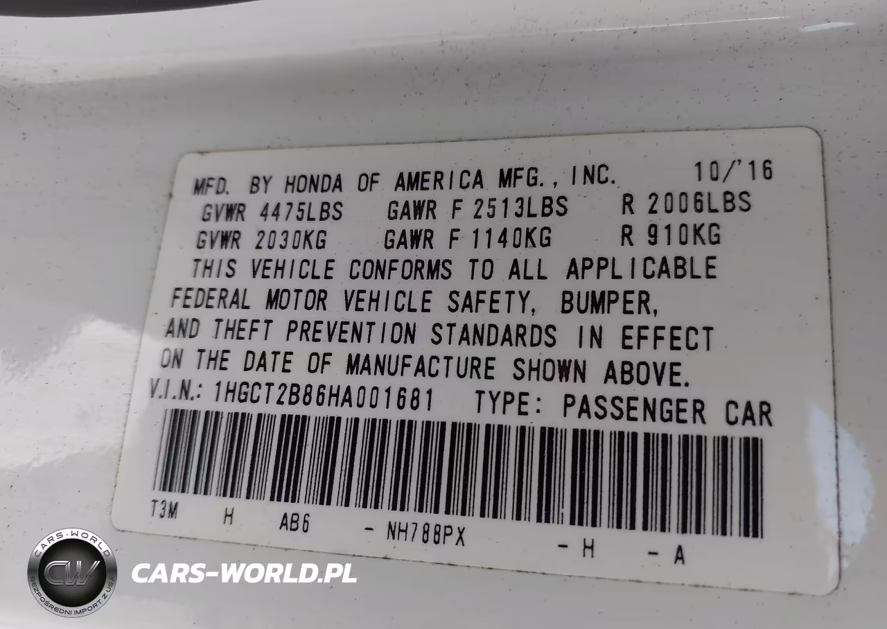2017 Honda Accord Ex-L V6 VIN:1HGCT2B86HA001681 - 9