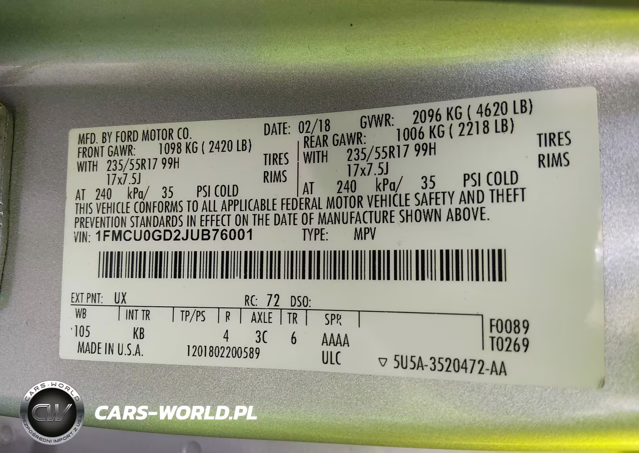 2018 Ford Escape Se VIN:1FMCU0GD2JUB76001 - 9