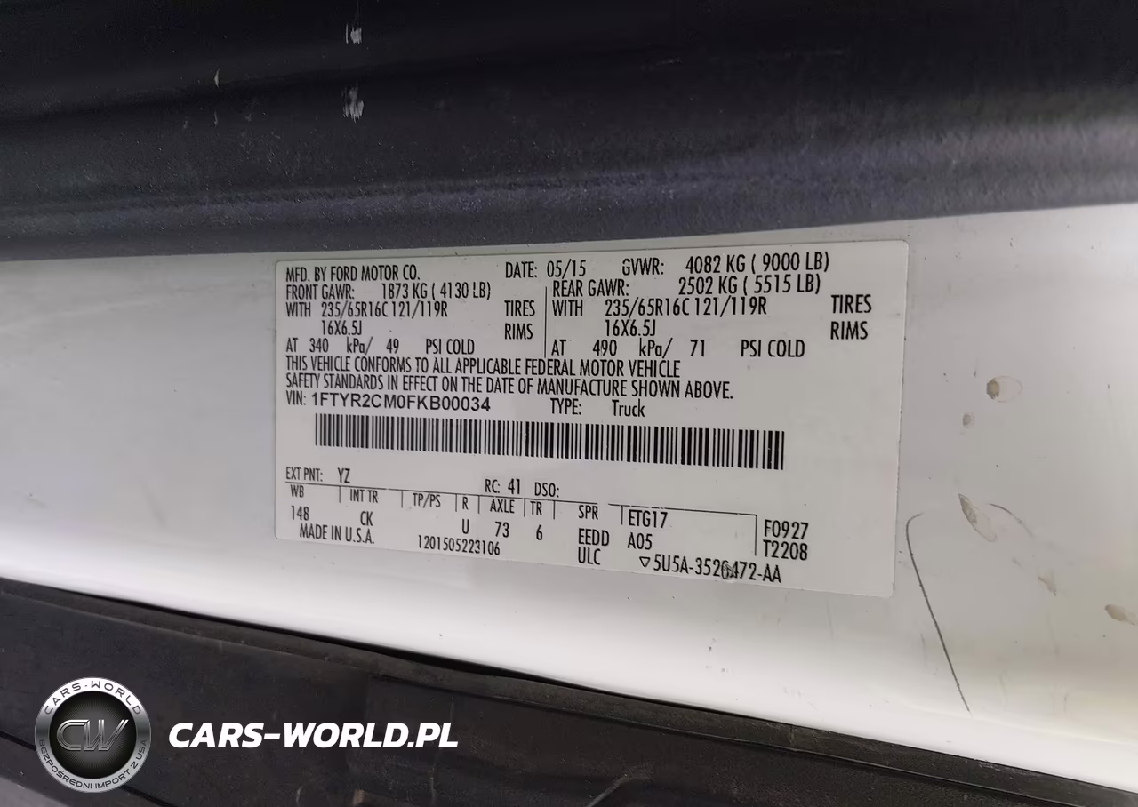 2015 Ford Transit-250 VIN:1FTYR2CM0FKB00034 - 9