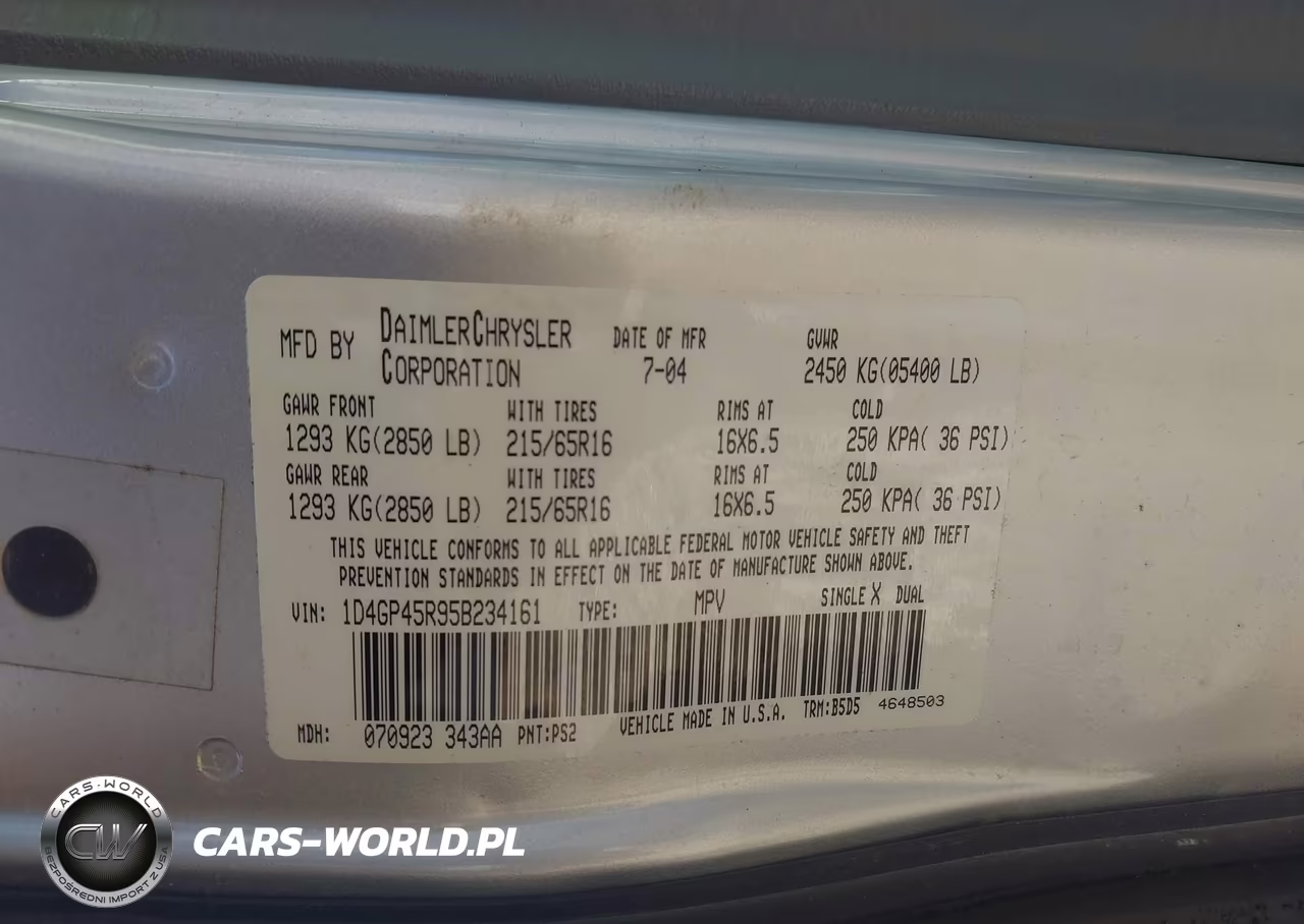2005 Dodge Caravan Sxt VIN:1D4GP45R95B234161 - 9