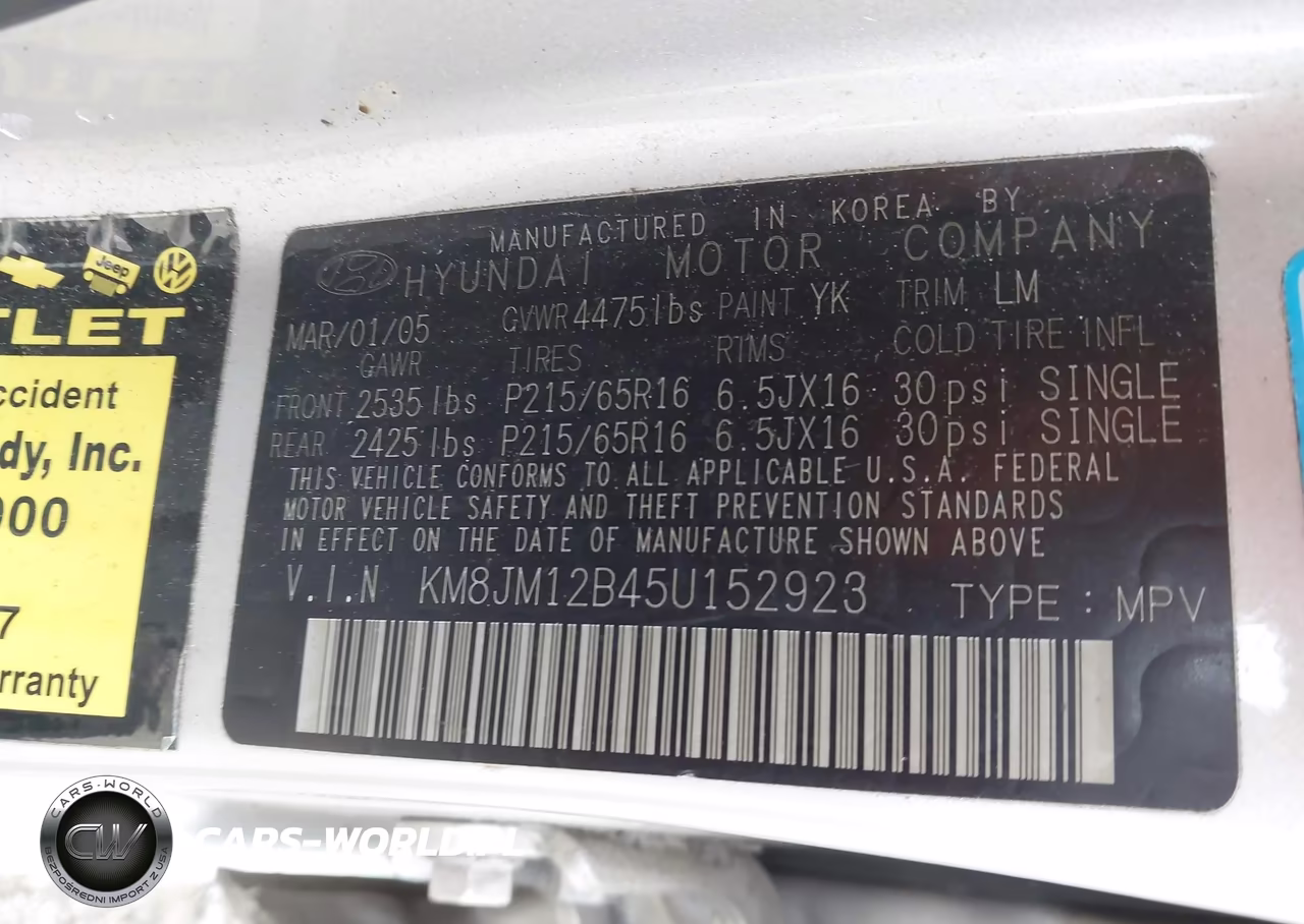 2005 Hyundai Tucson Gl VIN:KM8JM12B45U152923 - 9