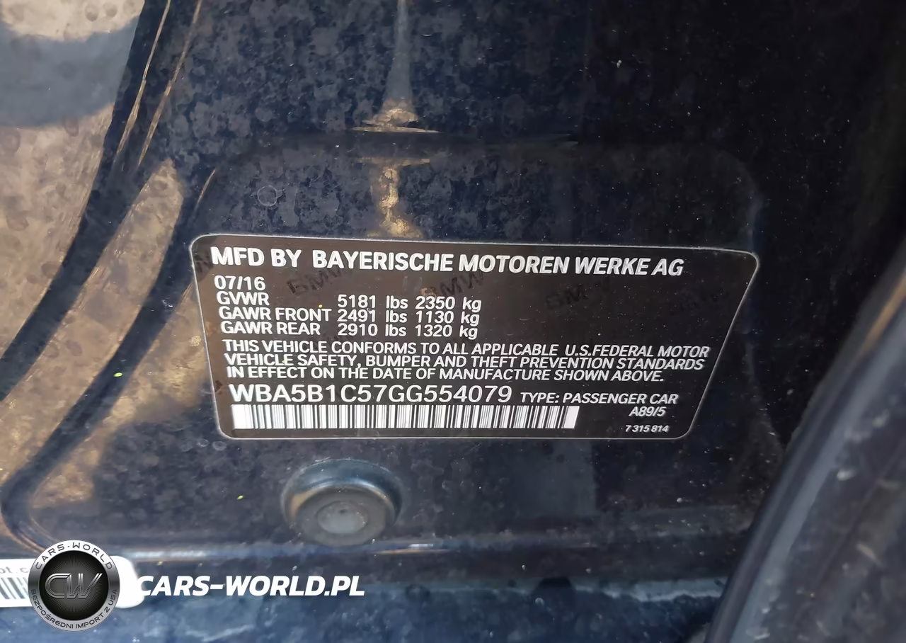 2016 BMW 535I VIN:WBA5B1C57GG554079 - 9