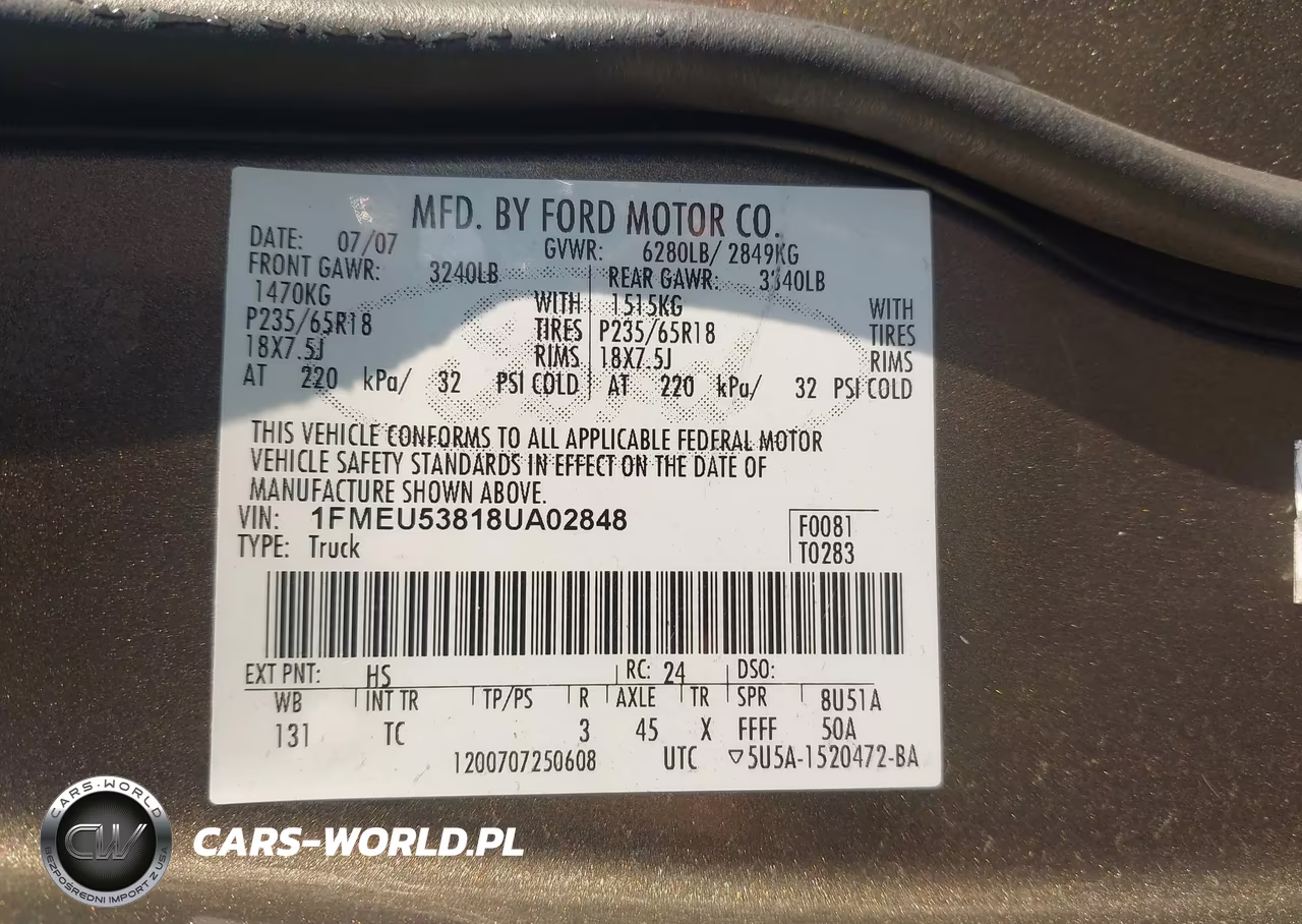 2008 Ford Explorer Sport Trac Limited VIN:1FMEU53818UA02848 - 9