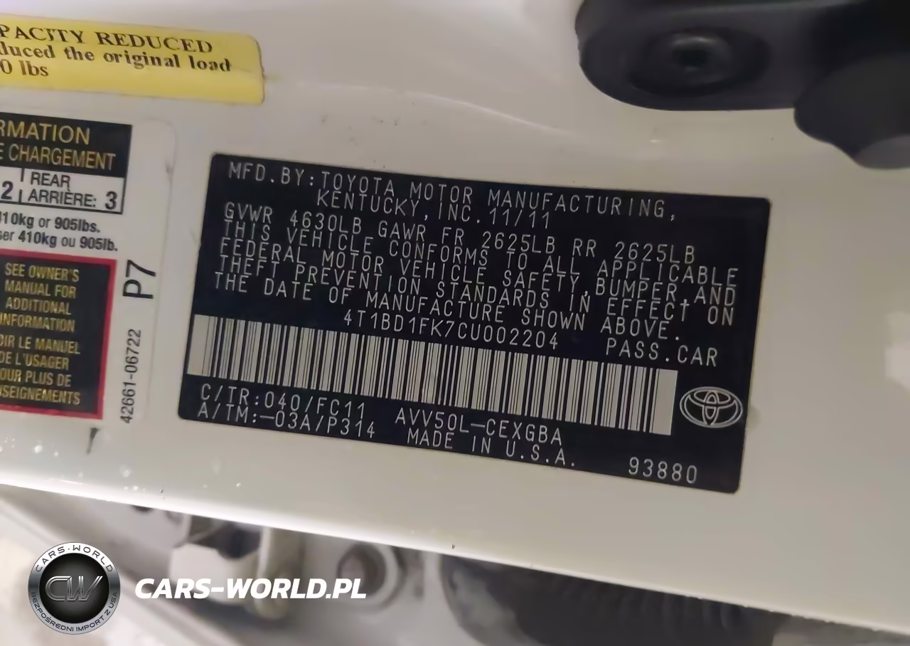 2012 Toyota Camry Hybrid Xle VIN:4T1BD1FK7CU002204 - 9