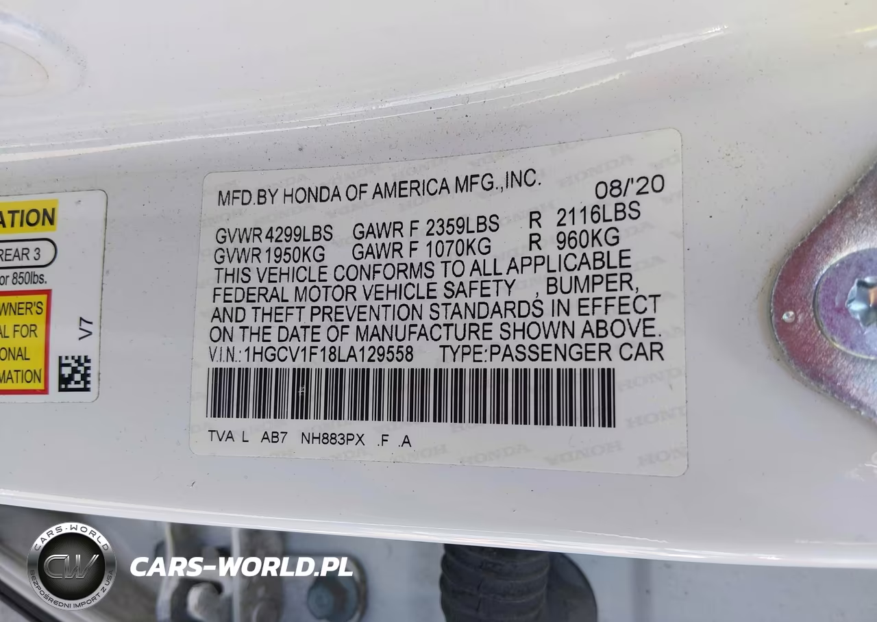 2020 Honda Accord Lx VIN:1HGCV1F18LA129558 - 9