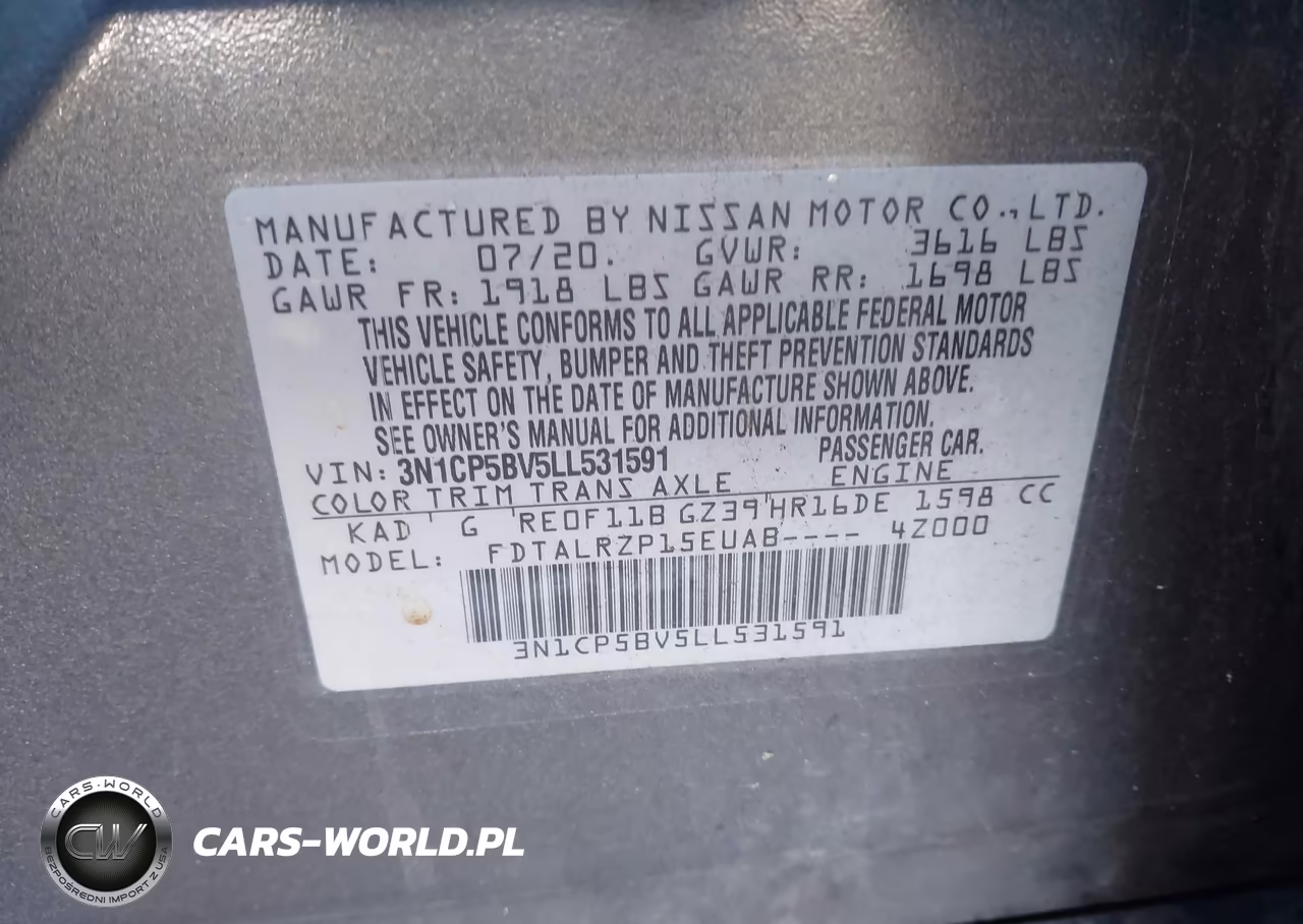2020 Nissan Kicks S Xtronic Cvt VIN:3N1CP5BV5LL531591 - 9