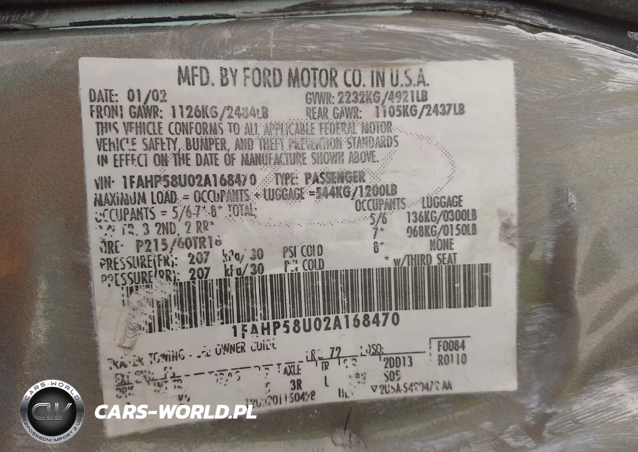 2002 Ford Taurus Se VIN:1FAHP58U02A168470 - 9