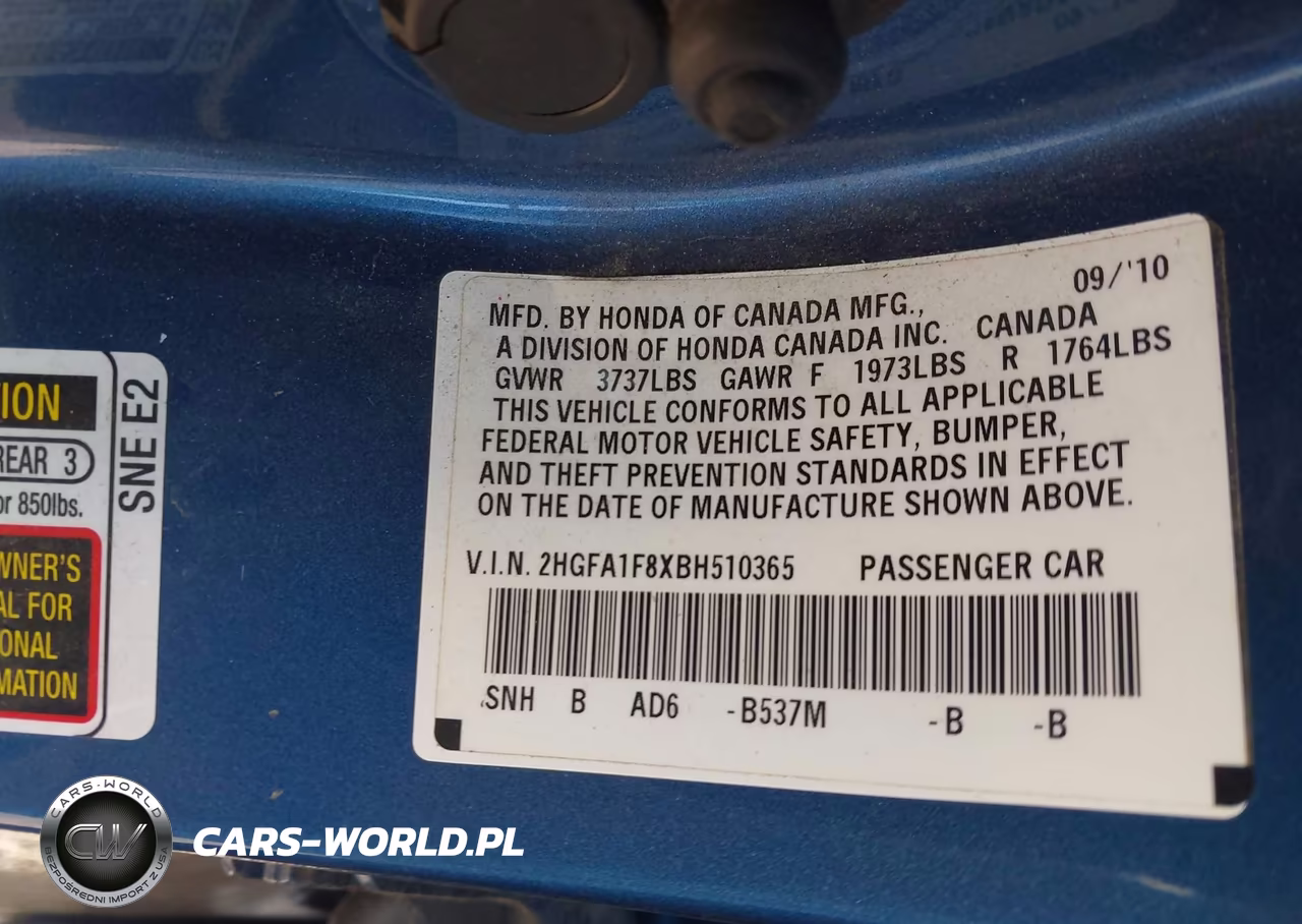 2011 Honda Civic Ex VIN:2HGFA1F8XBH510365 - 9