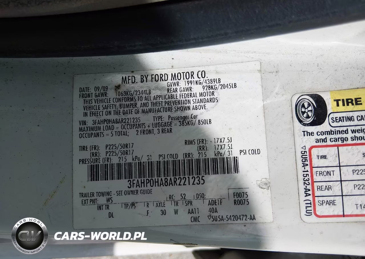 2010 Ford Fusion Se VIN:3FAHP0HA8AR221235 - 9