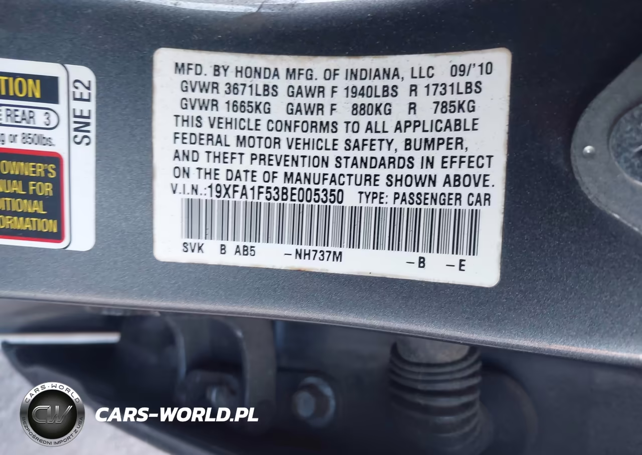 2011 Honda Civic Lx VIN:19XFA1F53BE005350 - 9