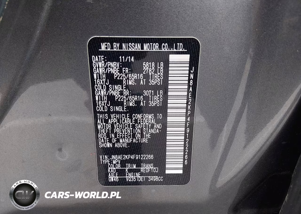 2015 Nissan Quest Sv VIN:JN8AE2KP4F9122266 - 9