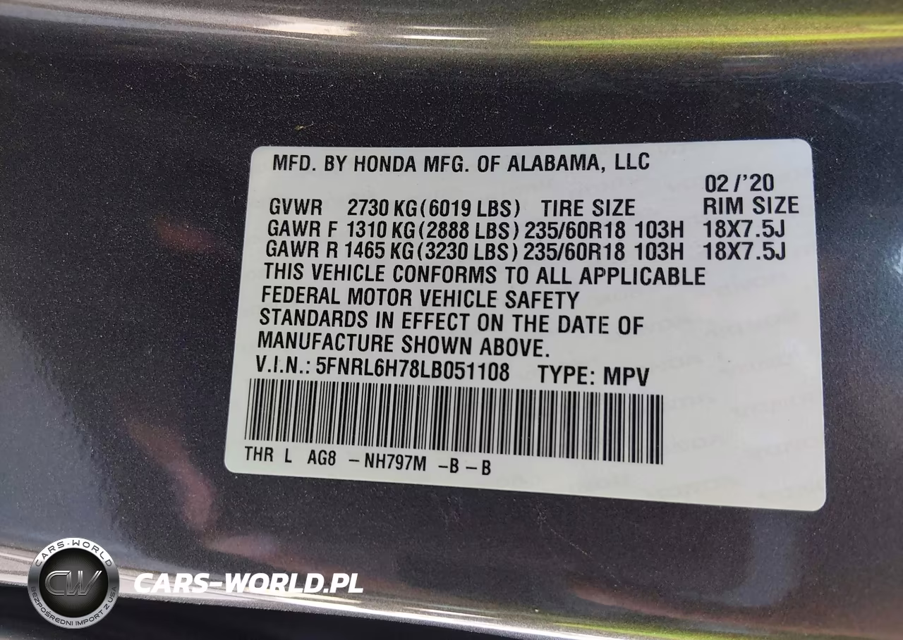 2020 Honda Odyssey Ex-L-Ex-L W-Navi Res VIN:5FNRL6H78LB051108 - 9
