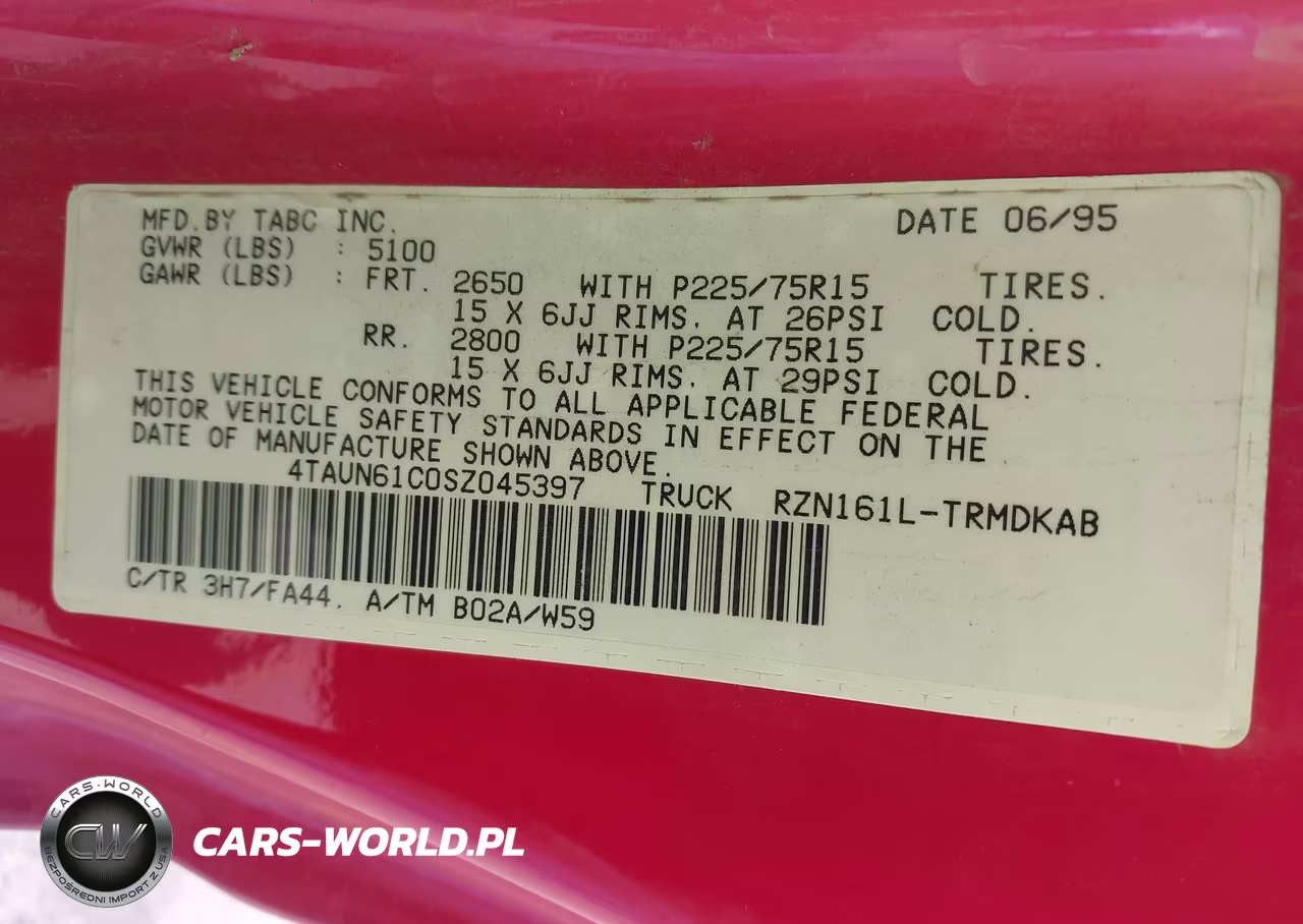 1995 Toyota Tacoma VIN:4TAUN61C0SZ045397 - 9