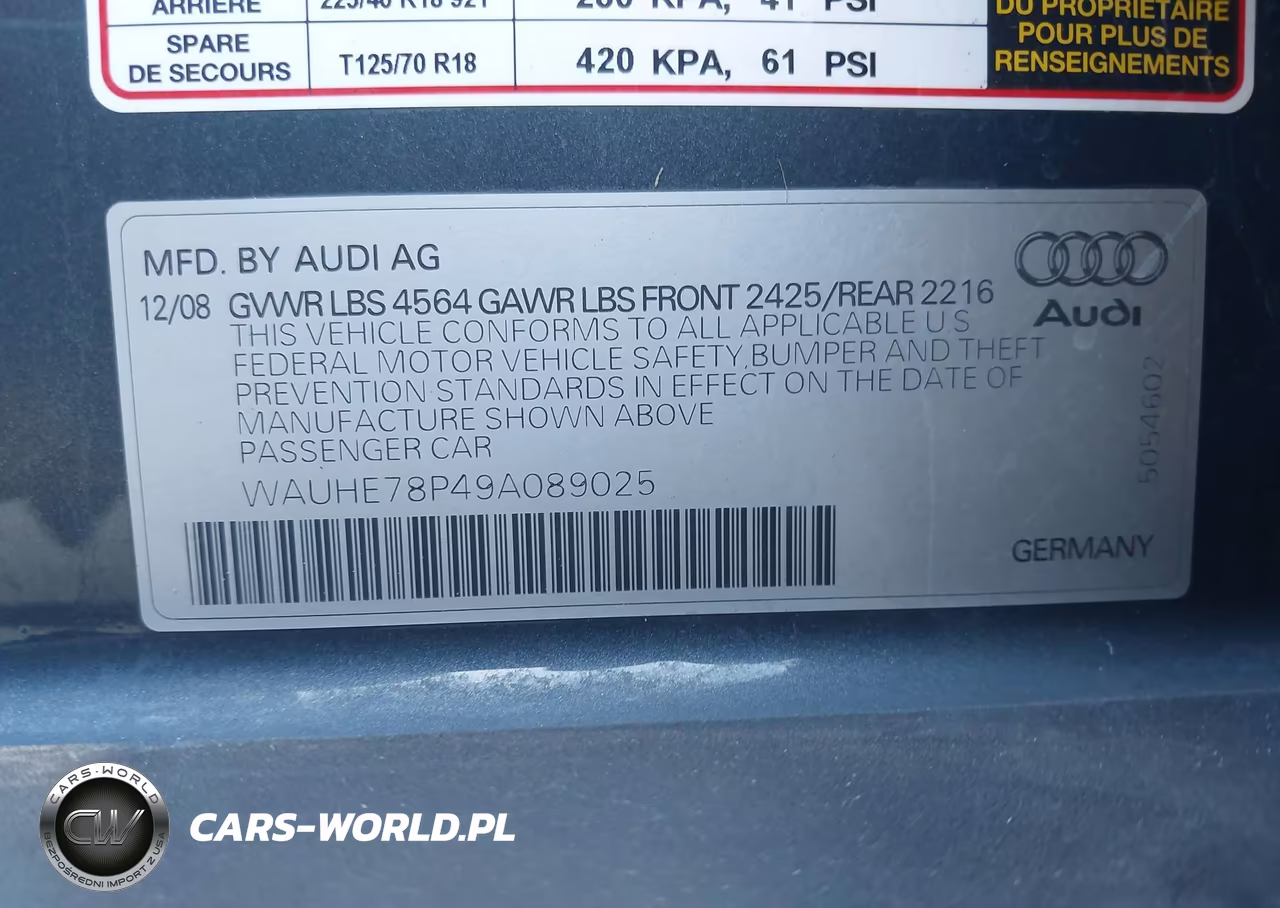 2009 Audi A3 2.0T VIN:WAUHE78P49A089025 - 9