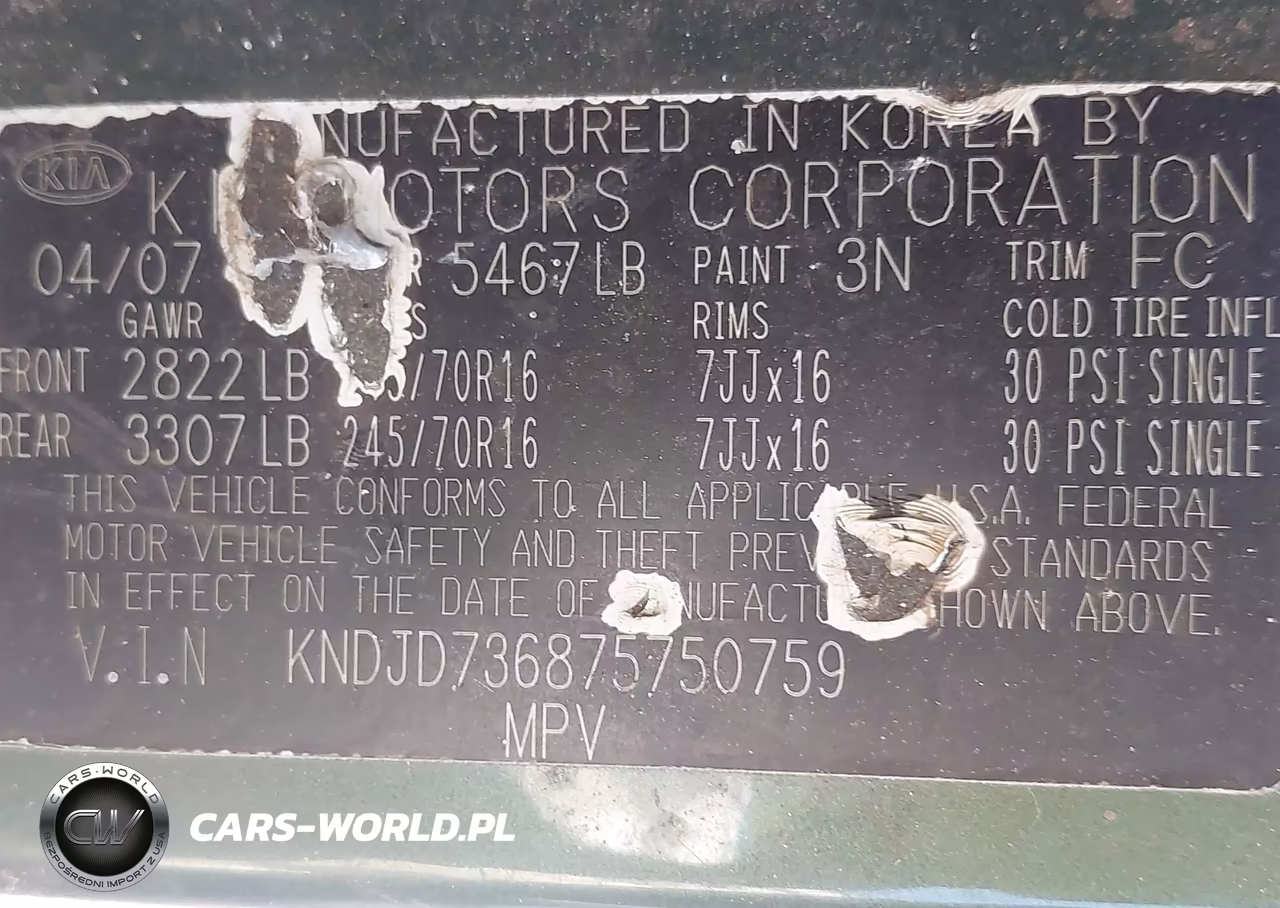2007 Kia Sorento VIN:KNDJD736875750759 - 9