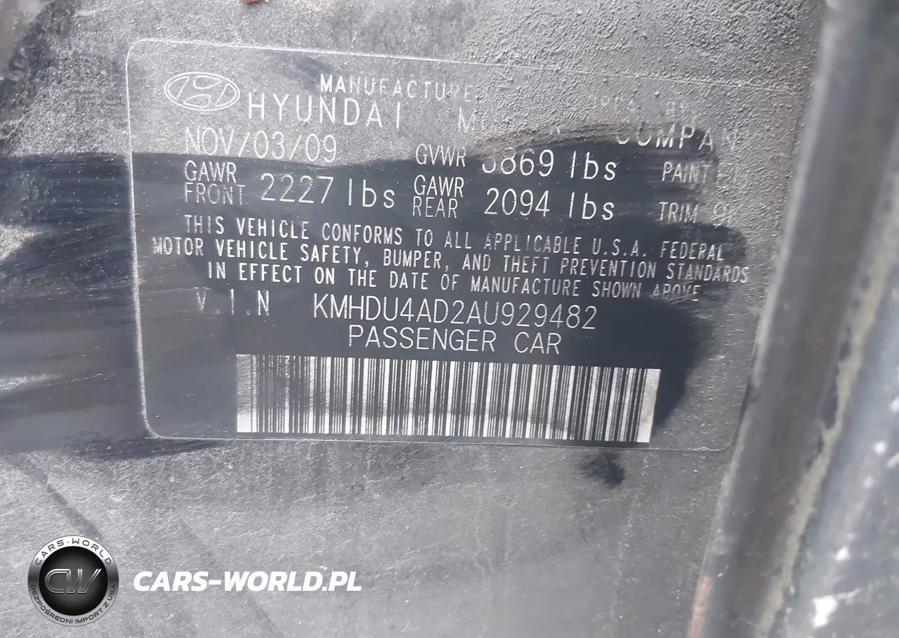 2010 Hyundai Elantra Gls VIN:KMHDU4AD2AU929482 - 9