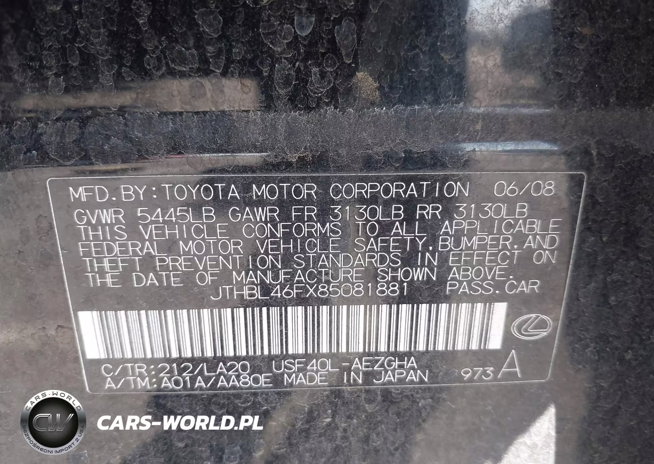 2008 Lexus Ls 460 VIN:JTHBL46FX85081881 - 9