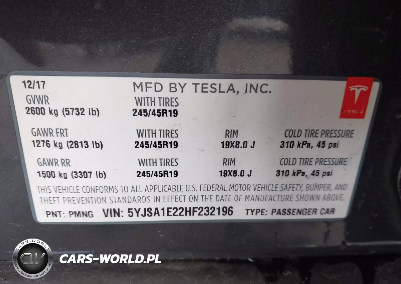 2017 Tesla Model S 100D-60D-75D-90D-P100D VIN:5YJSA1E22HF232196 - 9