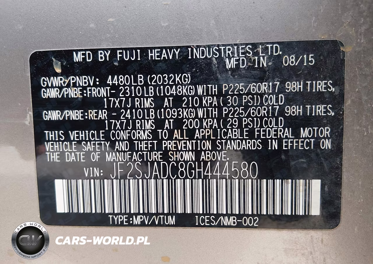 2016 Subaru Forester 2.5I Premium VIN:JF2SJADC8GH444580 - 9