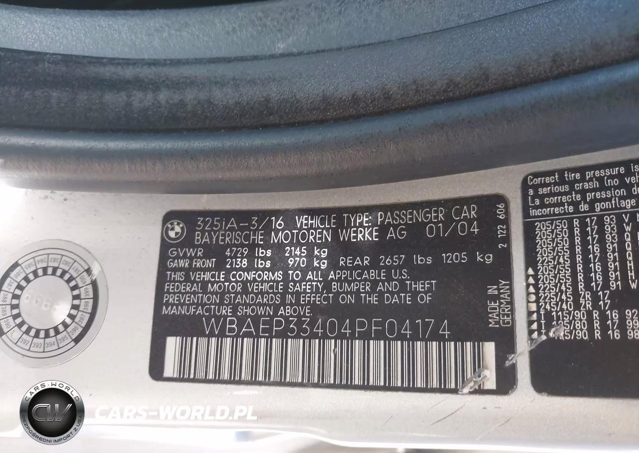 2004 BMW 325Xit VIN:WBAEP33404PF04174 - 9