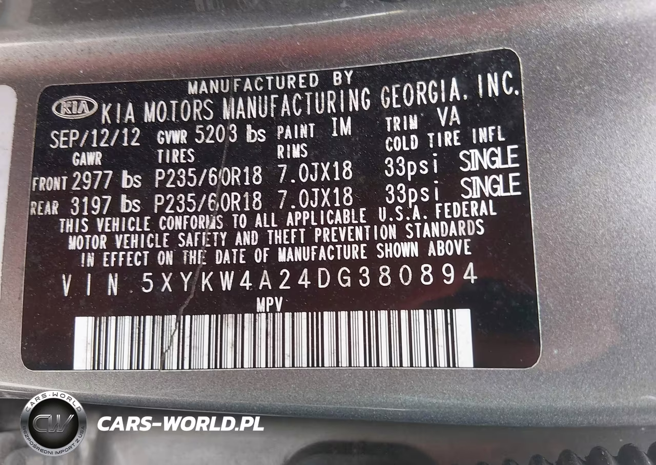 2013 Kia Sorento Sx VIN:5XYKW4A24DG380894 - 9