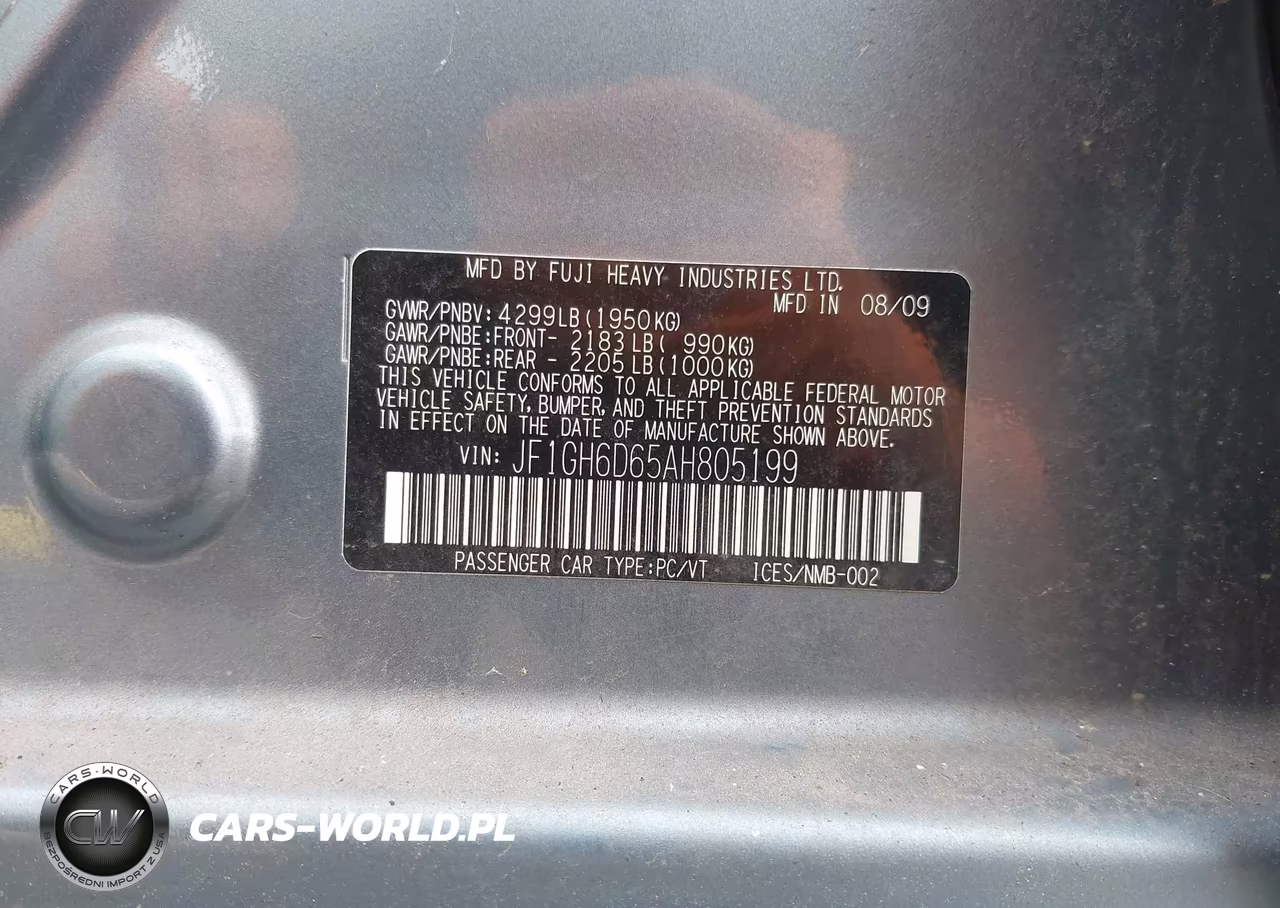 2010 Subaru Impreza Outback Sport VIN:JF1GH6D65AH805199 - 9