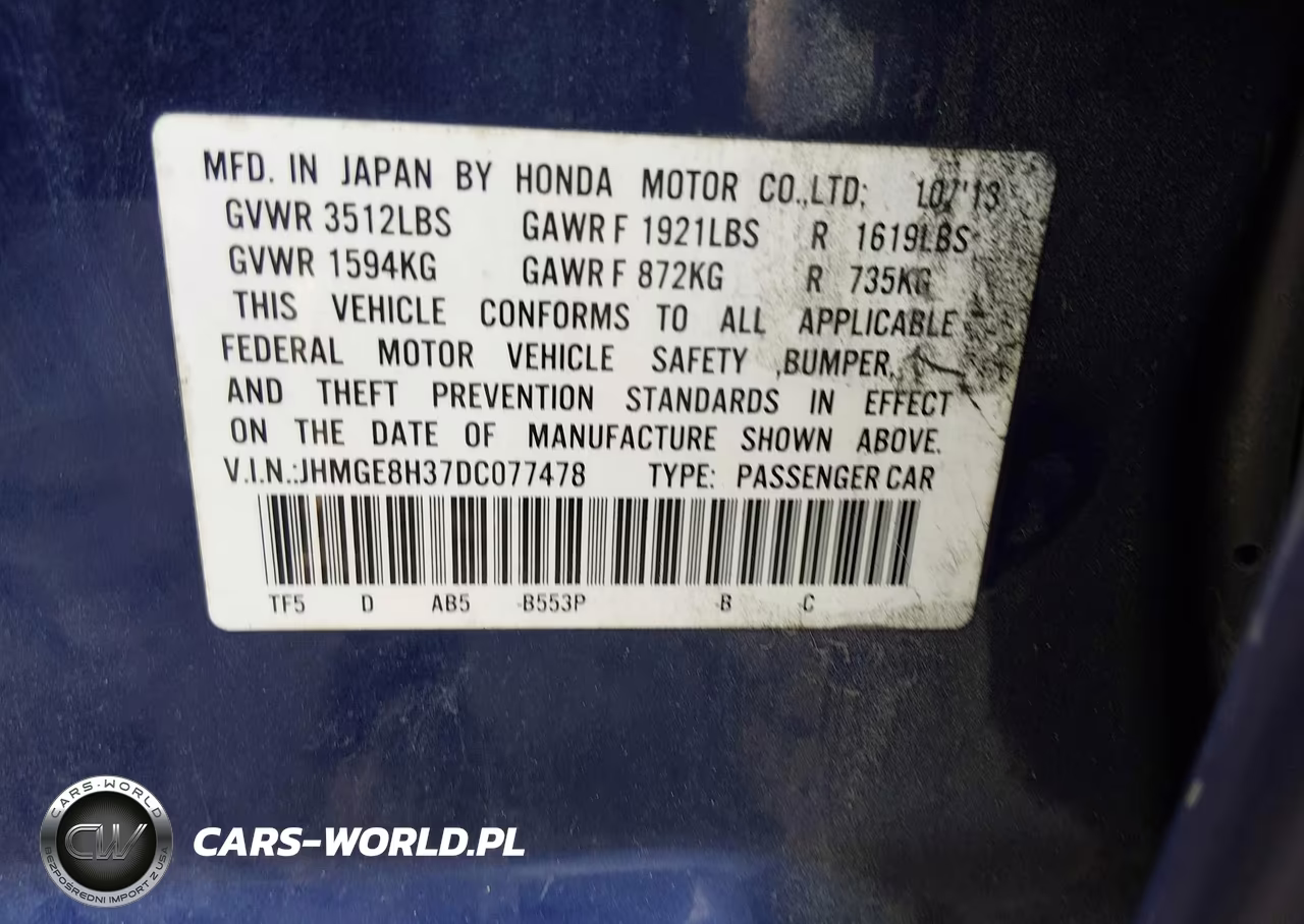 2013 Honda Fit VIN:JHMGE8H37DC077478 - 9