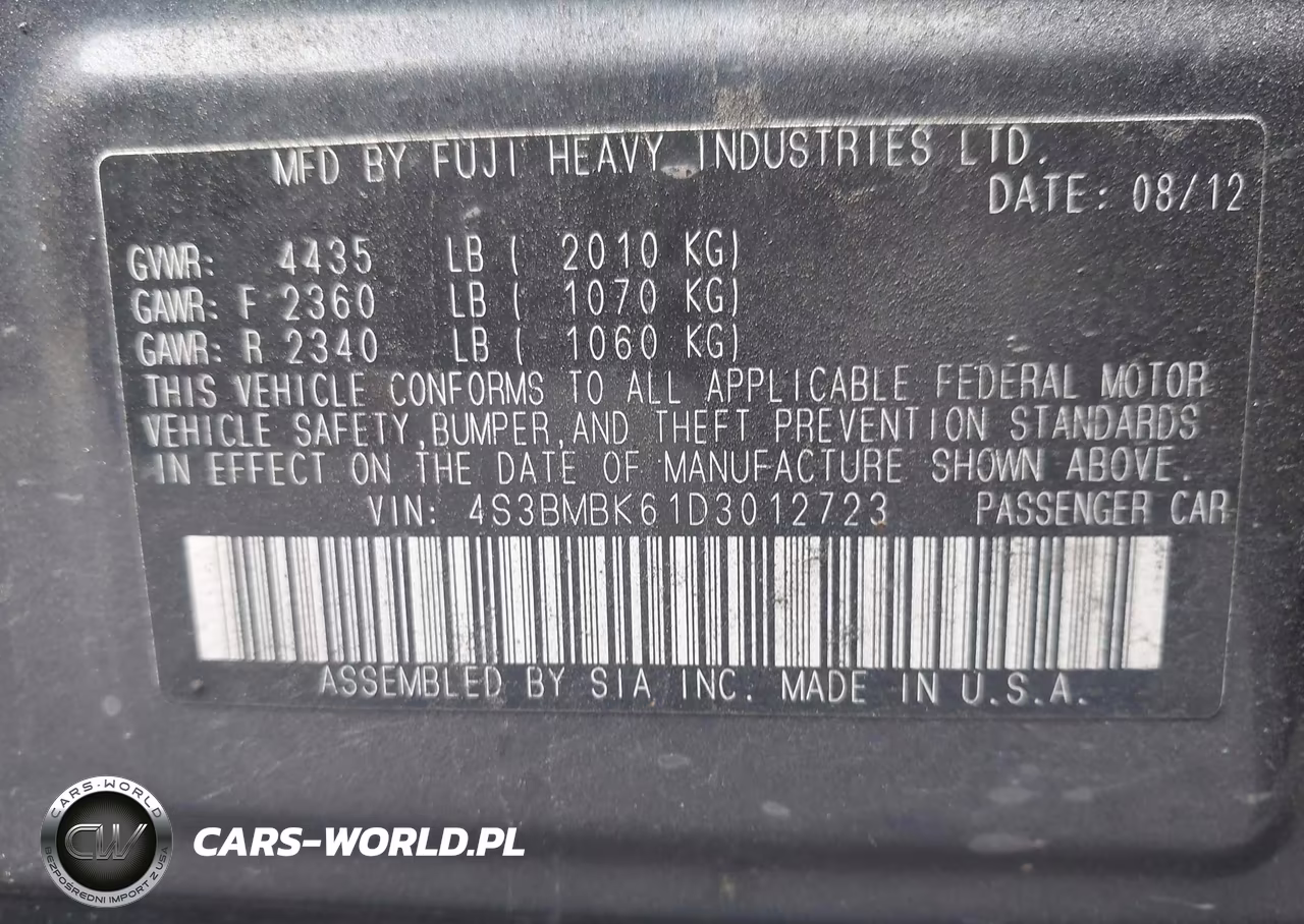2013 Subaru Legacy 2.5I Limited VIN:4S3BMBK61D3012723 - 9
