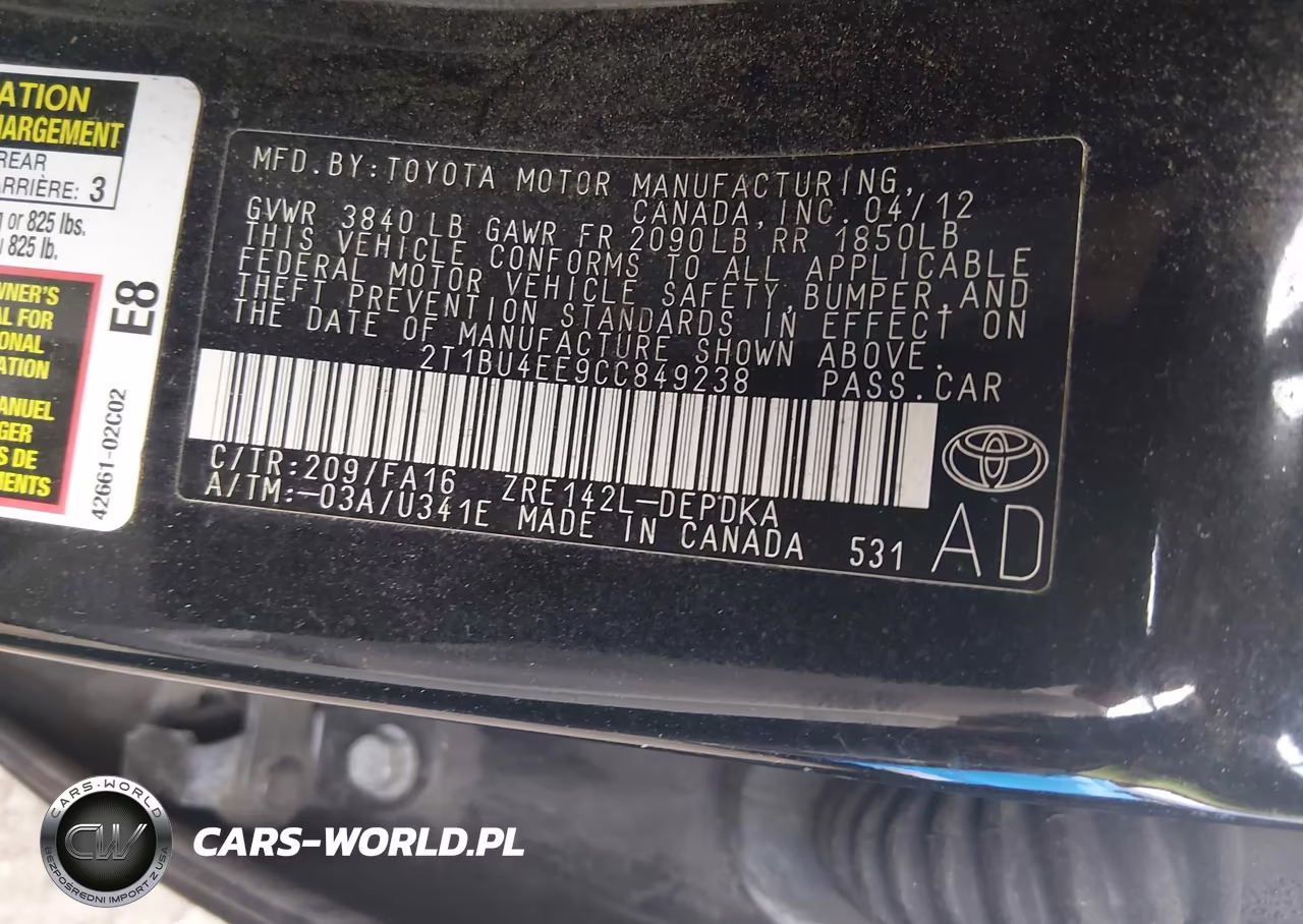 2012 Toyota Corolla L VIN:2T1BU4EE9CC849238 - 9