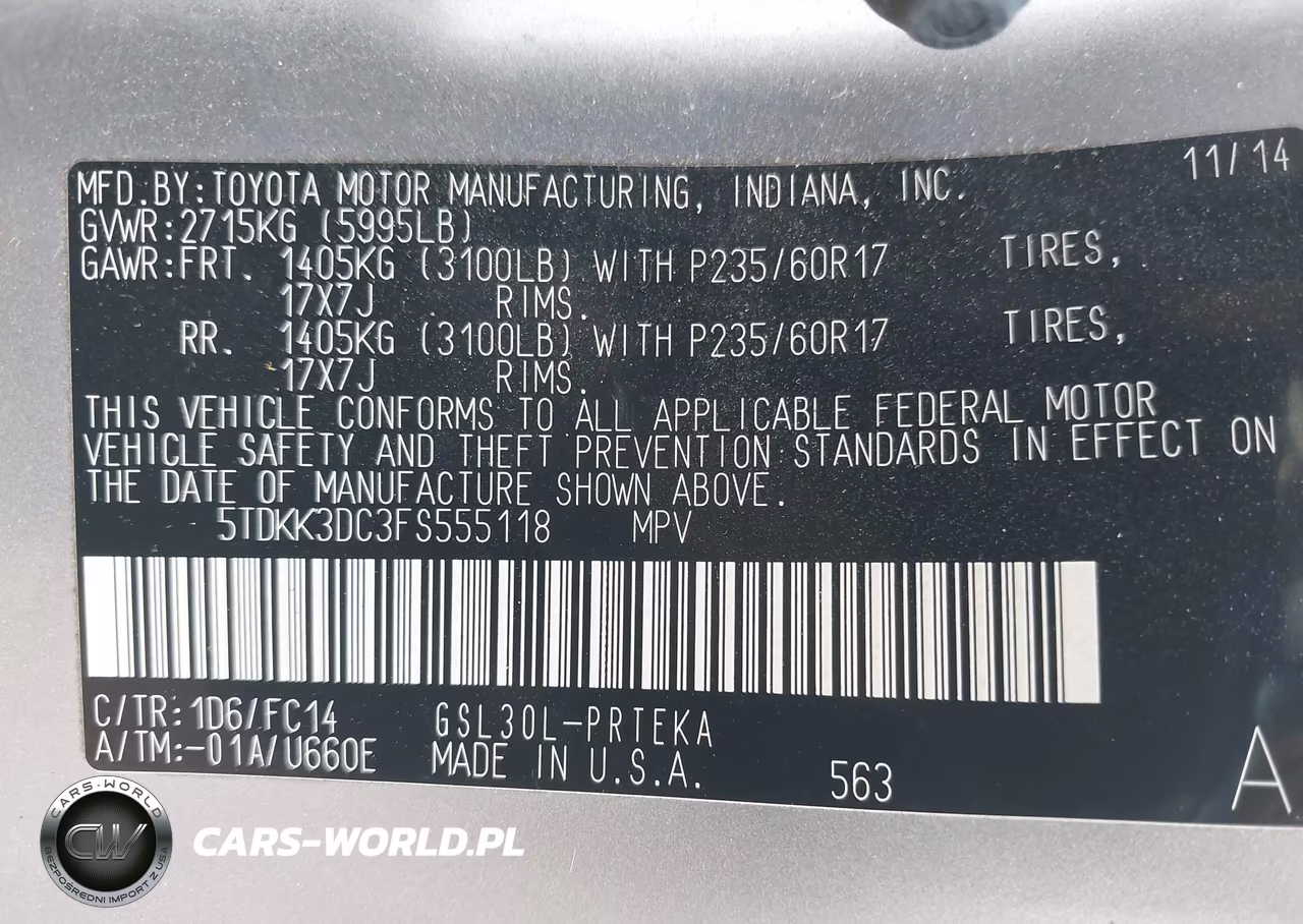 2015 Toyota Sienna Le 8 Passenger VIN:5TDKK3DC3FS555118 - 9