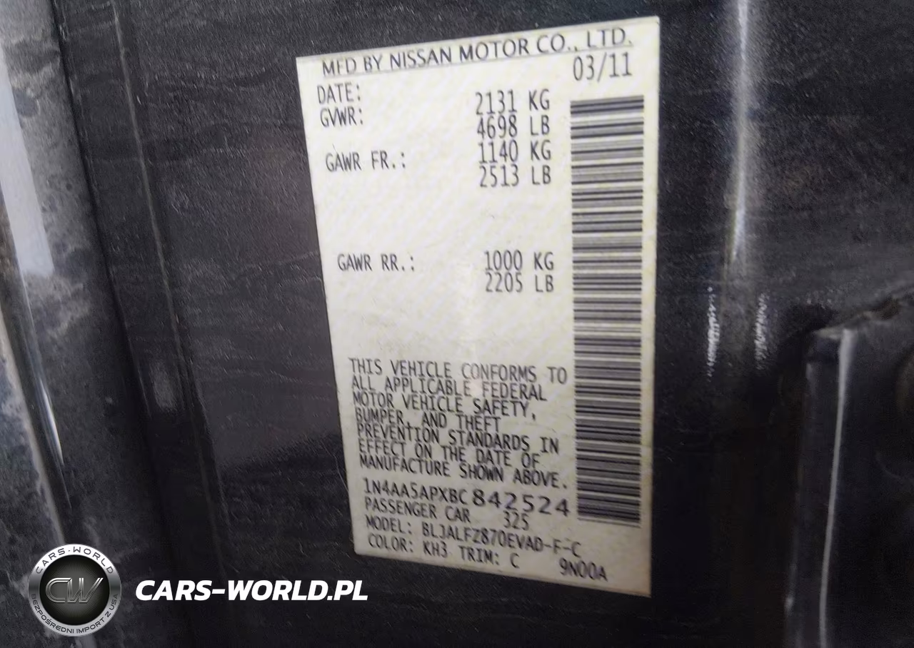 2011 Nissan Maxima 3.5 Sv VIN:1N4AA5APXBC842524 - 9