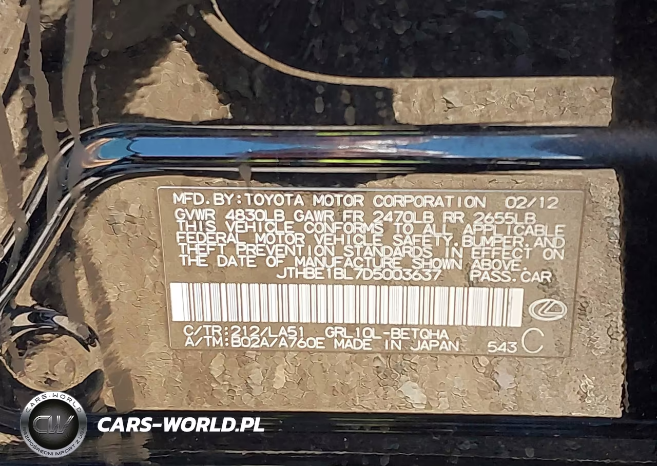 2013 Lexus Gs 350 VIN:JTHBE1BL7D5003637 - 9