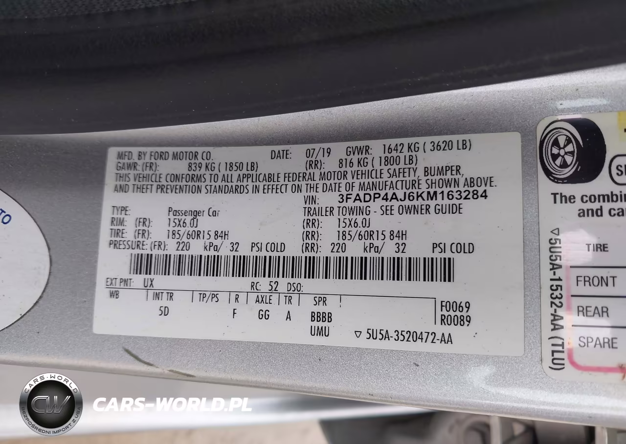 2019 Ford Fiesta S VIN:3FADP4AJ6KM163284 - 9