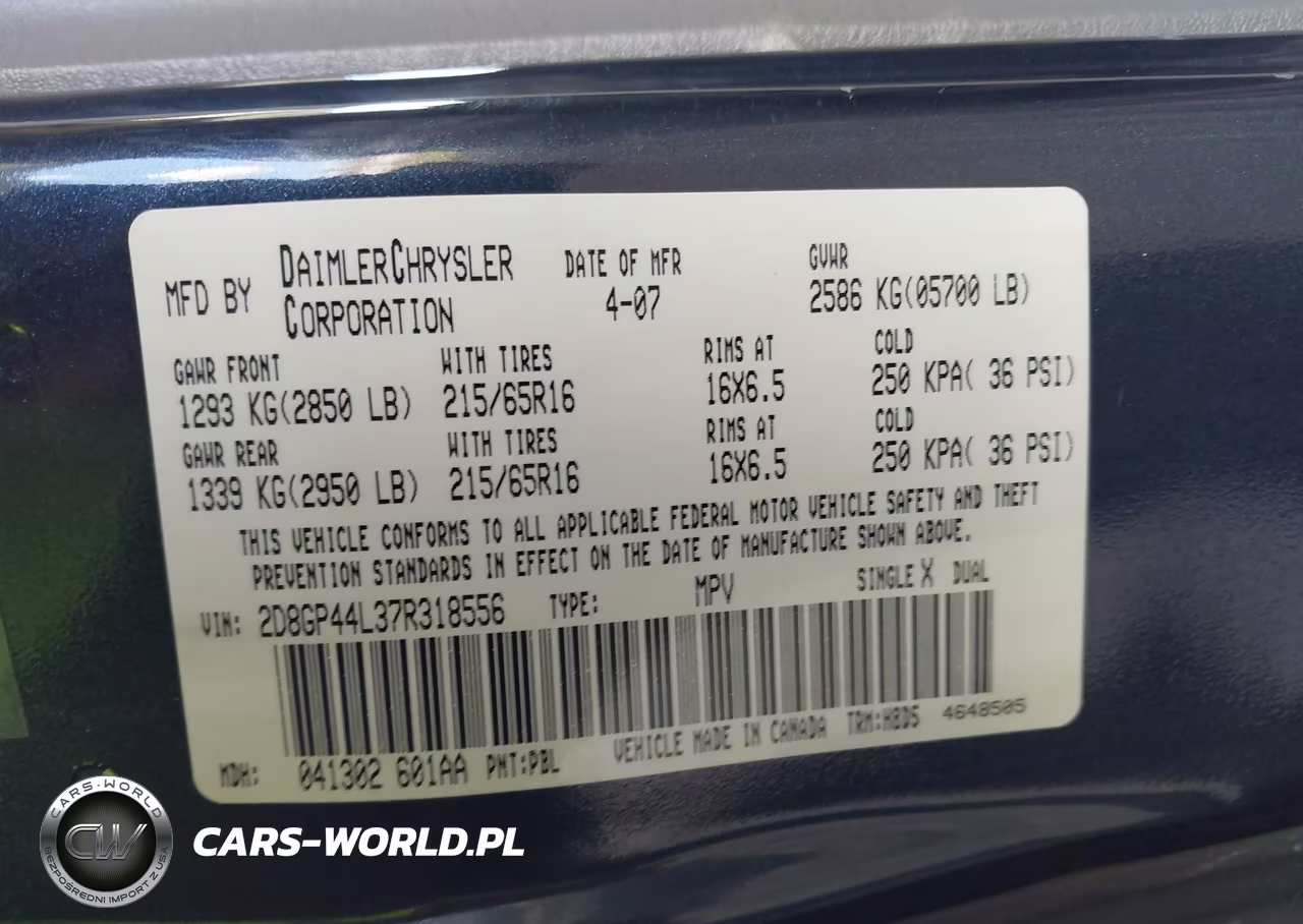 2007 Dodge Grand Caravan Sxt VIN:2D8GP44L37R318556 - 9