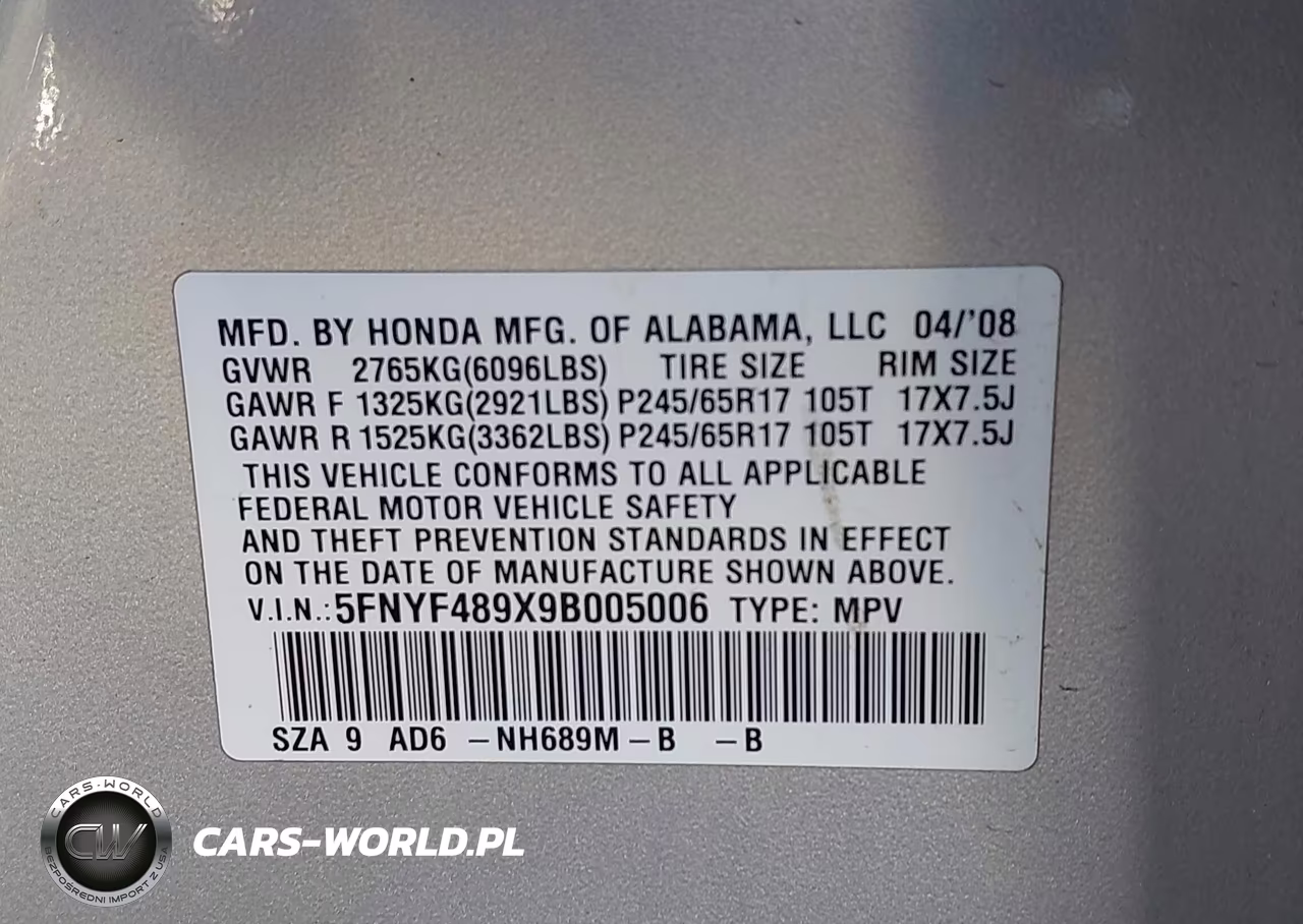 2009 Honda Pilot Touring VIN:5FNYF489X9B005006 - 9