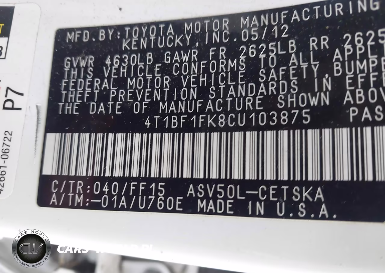 2012 Toyota Camry Se VIN:4T1BF1FK8CU103875 - 9