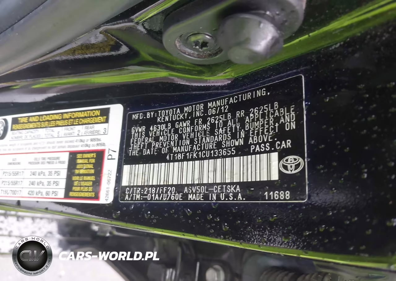 2012 Toyota Camry Se VIN:4T1BF1FK1CU133655 - 9