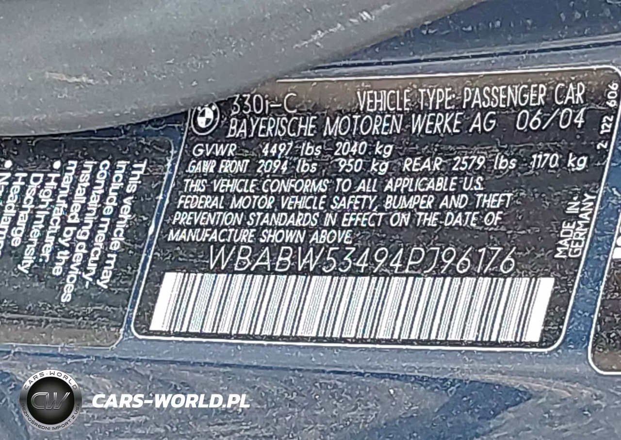 2004 BMW 330Ci VIN:WBABW53494PJ96176 - 9