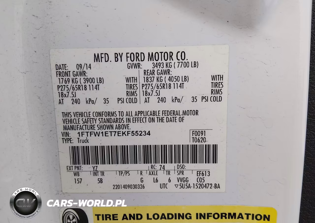 2014 Ford F-150 Fx4 VIN:1FTFW1ET7EKF55234 - 9